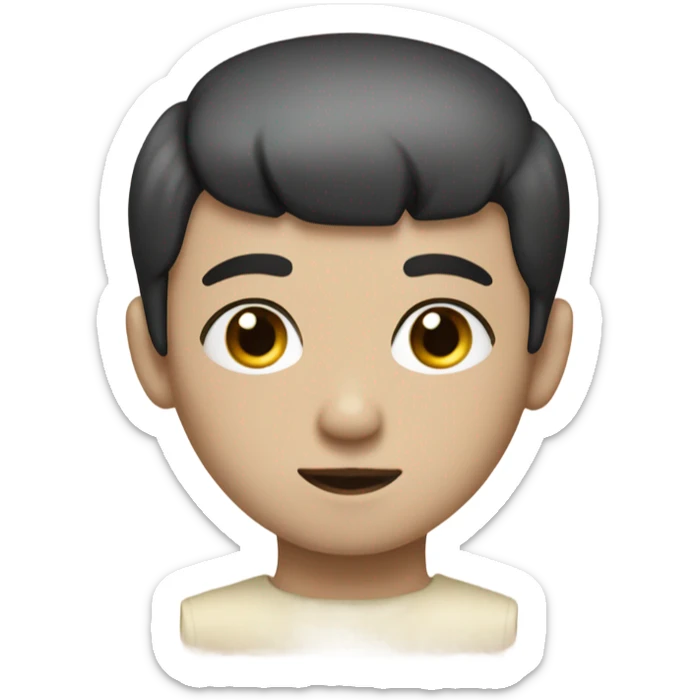 pale boy with dark eyes and black hair edgar haircut and bowlcut sticker