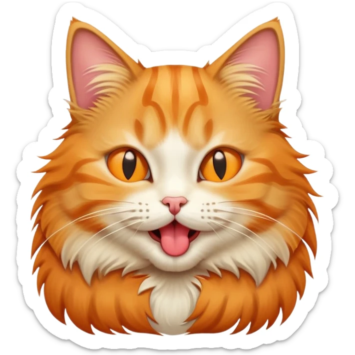 a cat with its tongue sticking out in the style of the iphone unicode smirking cat emoji sticker