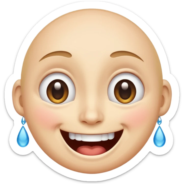Emoji, laughing face with lots of tears of joy exactly from eyes, wide smile, big eyes sticker