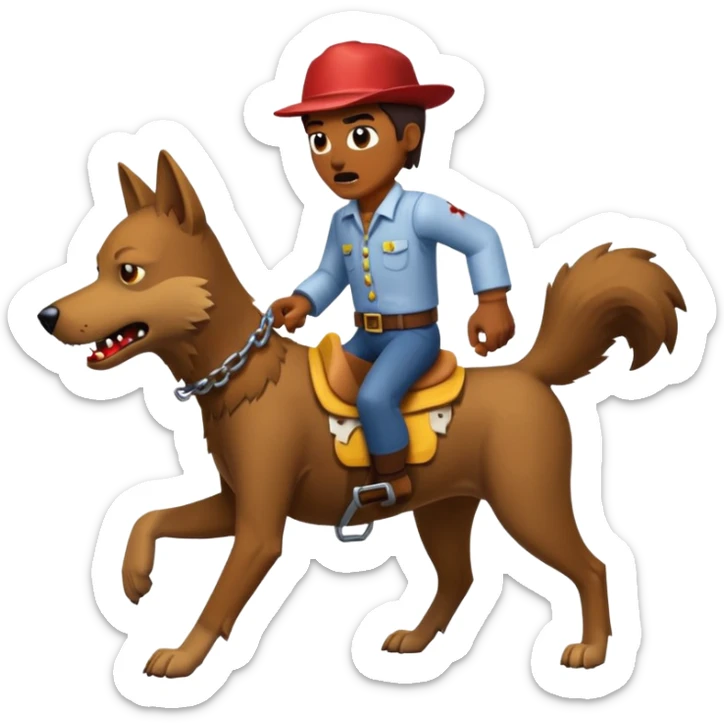 A dog raiding a zombie like minecrafty like a chicken jocky but instead wolf jocky or dog jocky But blocky sticker