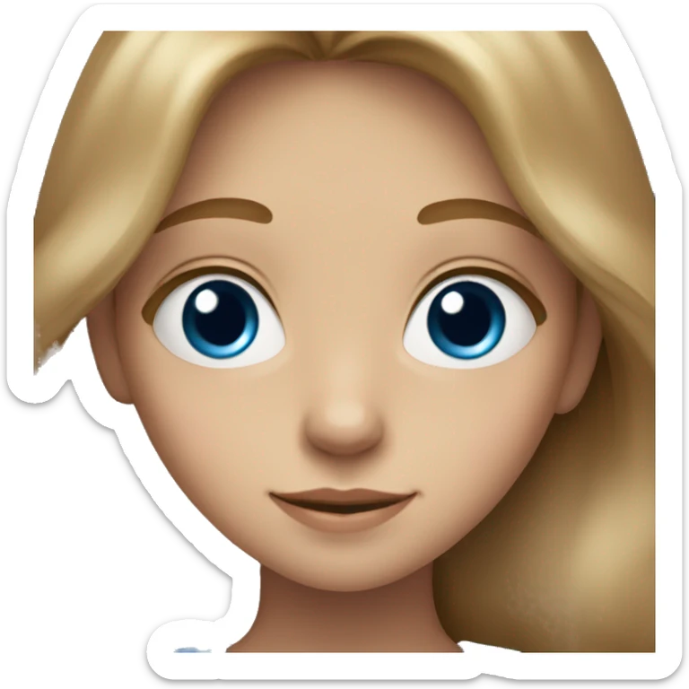 A sweet little girl with big blue eyes and shoulder-length light brown hair
 sticker