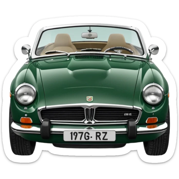 1977 British racing green Mgb roadster chrome bumper wire wheels reg plate YGR 151R  sticker