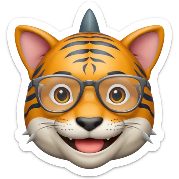 create me a slack emoji of a very old tiger shark with grey hair and glasses sticker