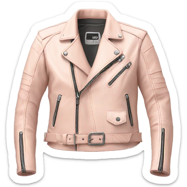 Pale blush pink leather motorcycle jacket isolated sticker