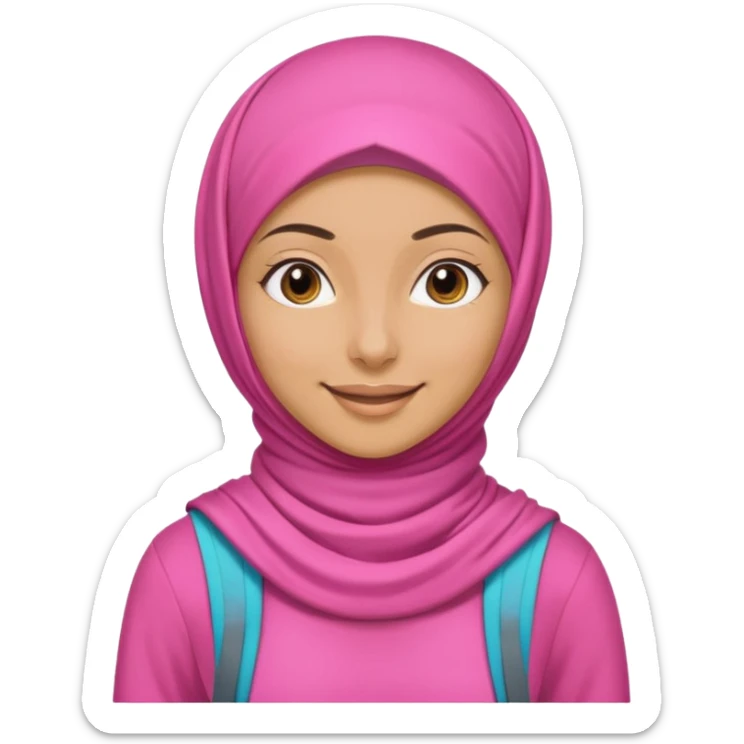 tan skin, hijabi young women in pink hijab, going for walk in active wear clothing sticker