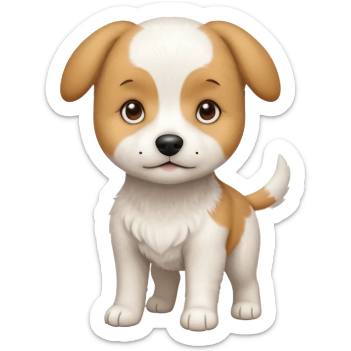 a full body white beagle x maltese x chi dog the size of a kelpie with light brown ears and a light brown patch on one eye sticker