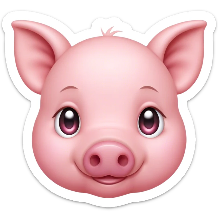 Cinematic Cute Piglet Portrait Emoji, Head tilted playfully and inquisitively, featuring a delicate rosy-pink hide with an adorably tiny snout and subtle sheen, round, sparkling beady eyes filled with boundless curiosity, Simplified yet irresistibly adorable features, highly detailed, glowing with a warm, friendly glow, high shine, affectionate and spirited, stylized with a touch of whimsical charm, bright and endearing, soft glowing outline, capturing the essence of a mischievous yet loving piglet, so playful it feels like it could nibble out of the screen and into your arms! sticker