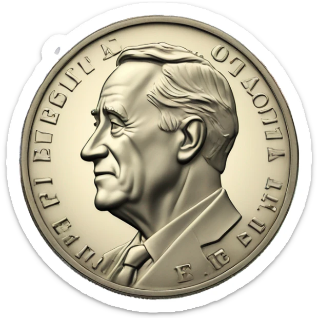 USD Dime coin with the Ethiopian flag as the background colors, but maintains the face of President Roosevelt, as well as “Liberty” and “In God we Trust” sticker