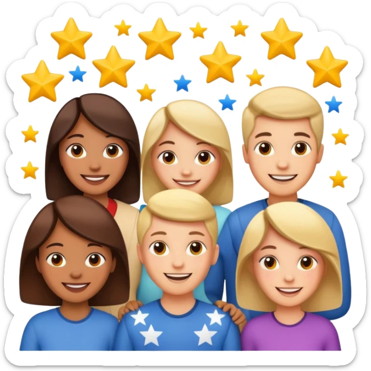 Make me an emoji for an app. The emoji is to highlight "social", "Real people", Reviews, trust, and brand recognition sticker