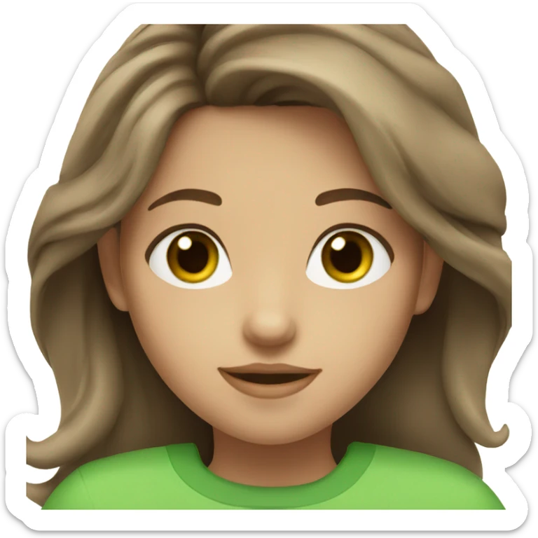 girl with brown hair and green eyes sticker