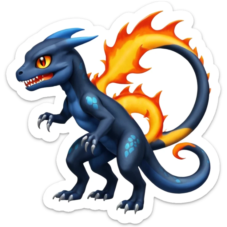 Shiny Duskull-Salandit-Umbreon-Charmeleon-Fakémon-hybrid-creature (full body)  sticker