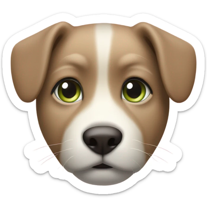 3 colors , pink nose with black spot, short hair, light brown spot on nose, light green eyes  sticker