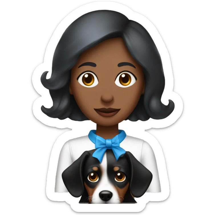 Dame a mi perrita salchicha arlequín negro con blanco y tiene el ojo dercho azul y el izquierdo marrón  sticker