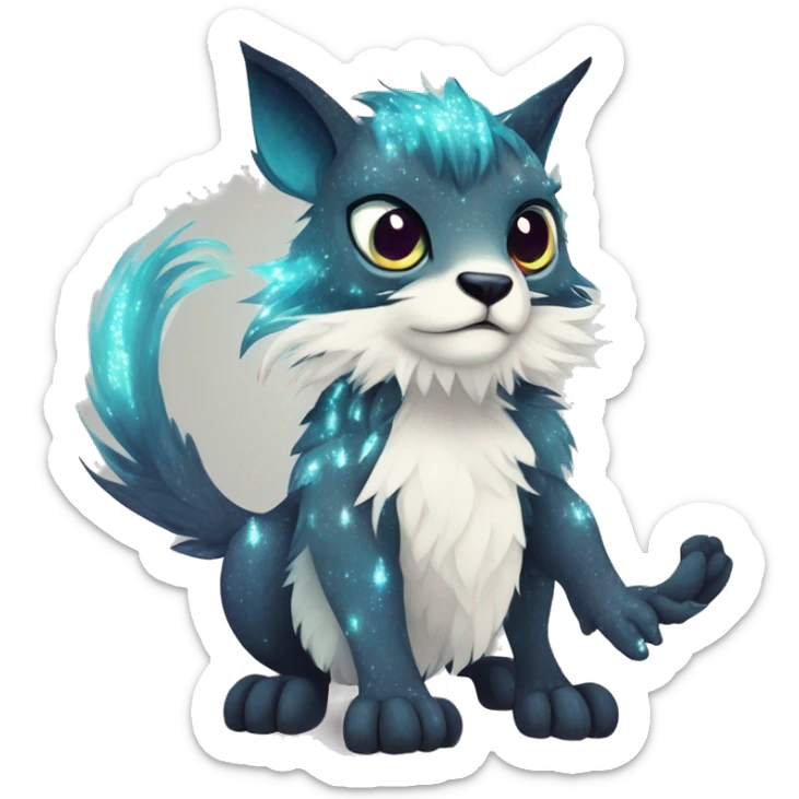 Cool cute Kawaii edgy fantasy animal sparkle fursona Fionbri creature by griffsnuff & LiLaiRa & Falvie full body sticker
