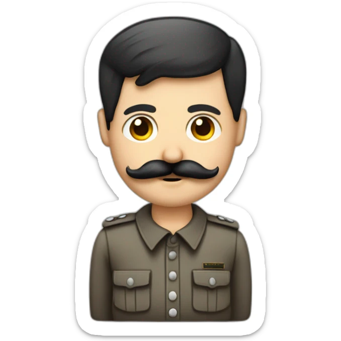 Hitler Homme cheveux noirs plaqué sur le côté moustache carré en chemise sticker