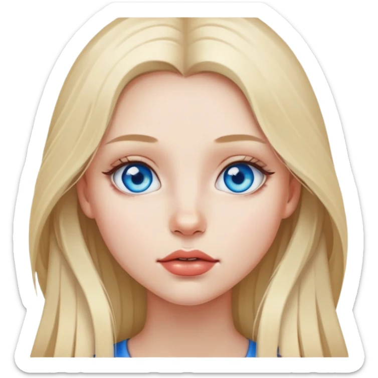 Girl with light long hair, blue eyes, piersing in lips sticker