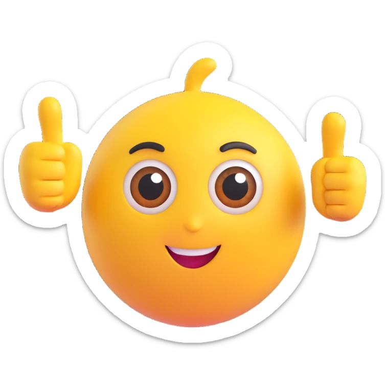 A yellow round emoji character with big eyes and a confident smile, clearly pointing both index fingers at itself. Strong “ME!” expression. Bold cartoon style, isolated on white sticker
