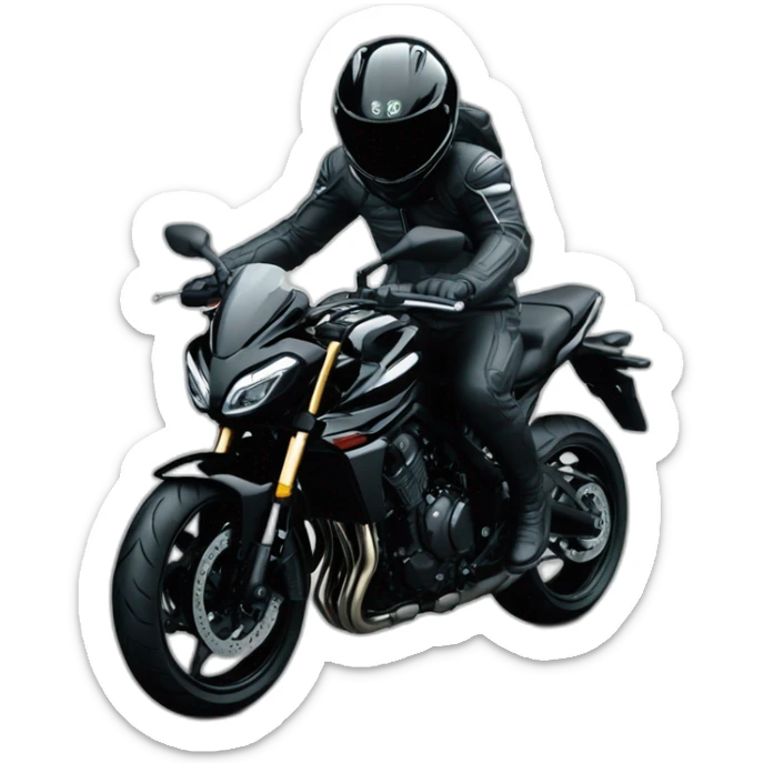 Un homme avec un casque sur une Kawasaki Z800 noir sticker