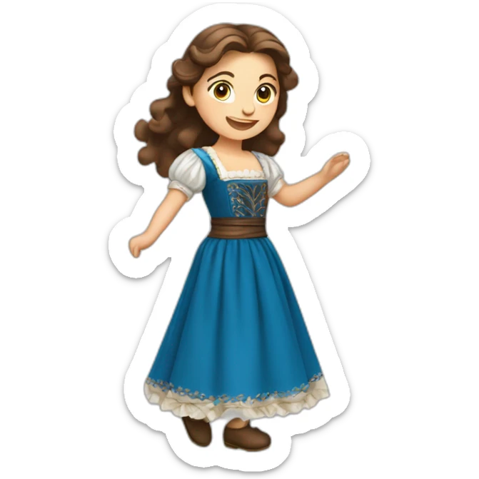 The folk polish woman dance, blue eyes, brown hair sticker
