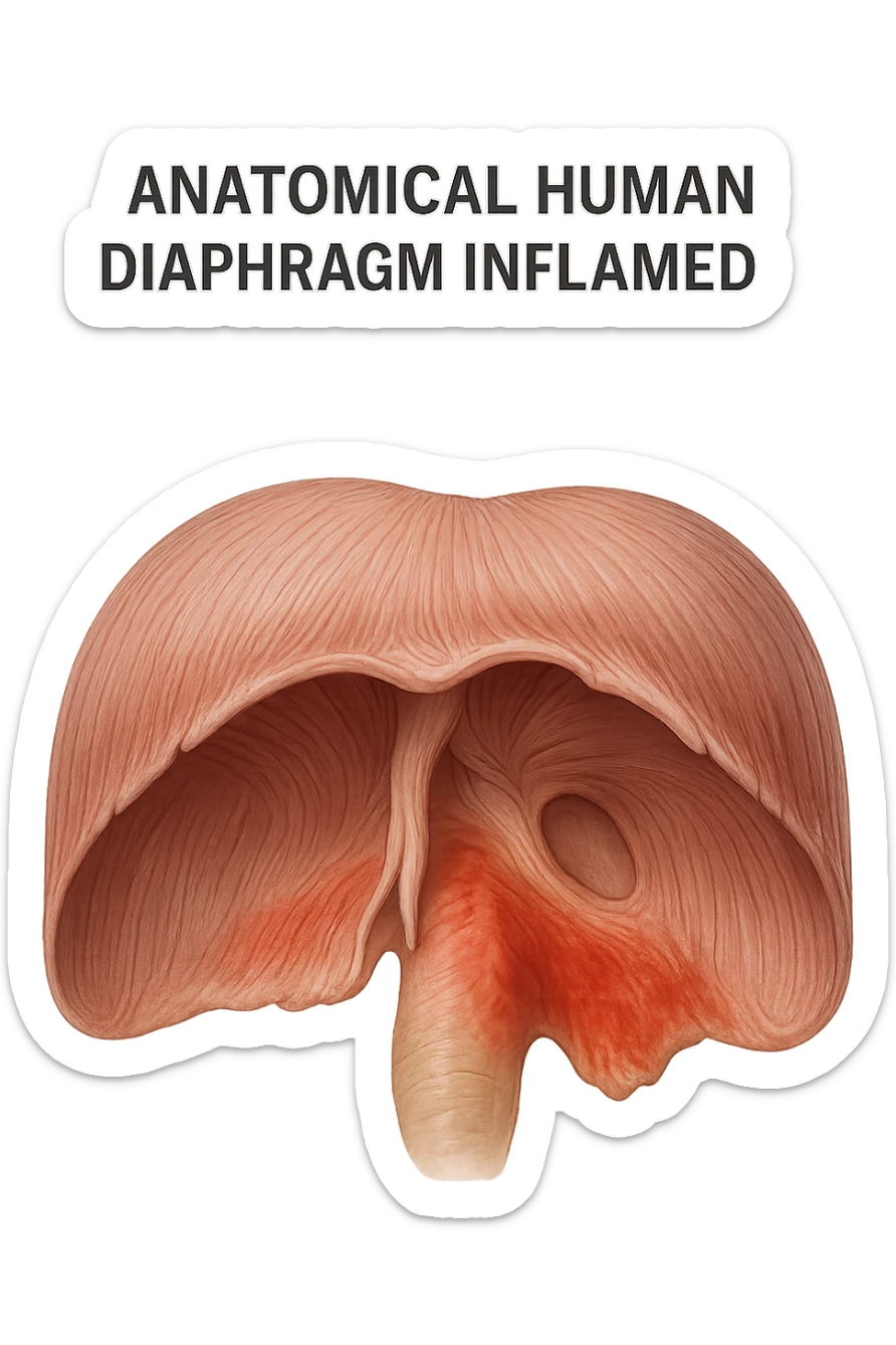 diaframma umano anatomico infiammato, isolato su sfondo bianco sticker