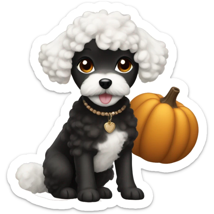 Black woman with a white maltipoo wishing a happy Thanksgiving  sticker