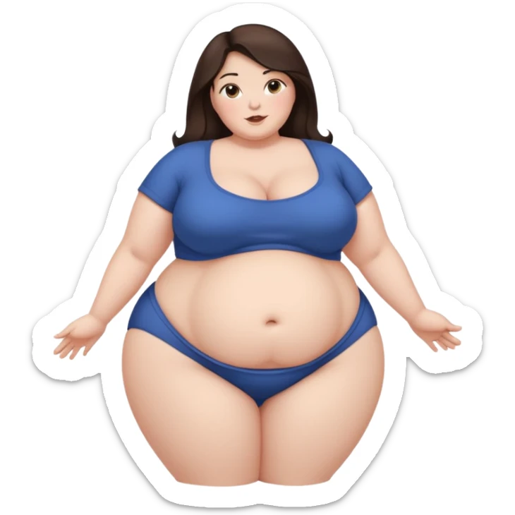 600 pound ssbbw. Full body. Dark Brown hair, belly fully shown, white woman sticker