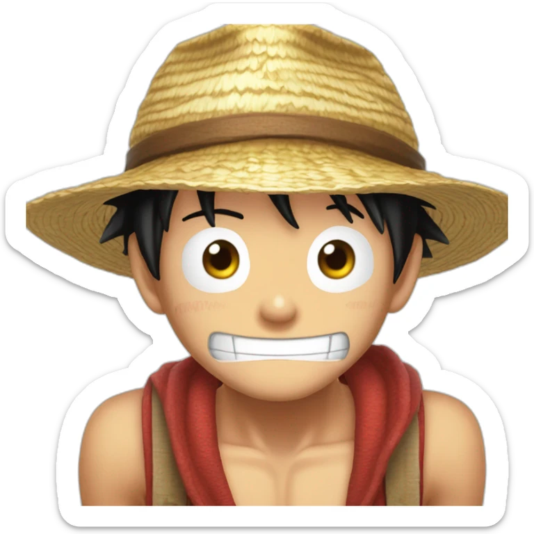 Luffy choqué avec ses mains derrière la tête et ses yeux et sa bouche grand ouvert sticker