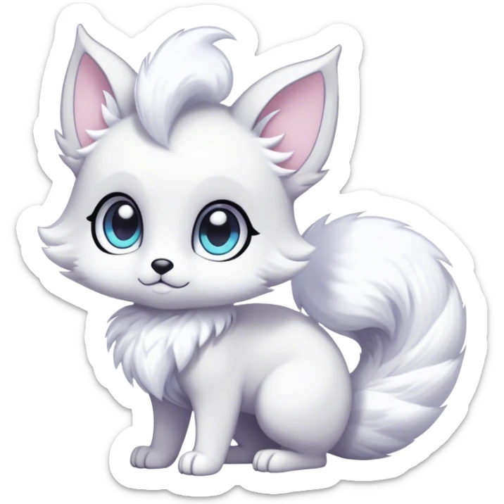 Kawaii bright fantasy ethereal anthro fursona Fakemon with tufted tail  sticker