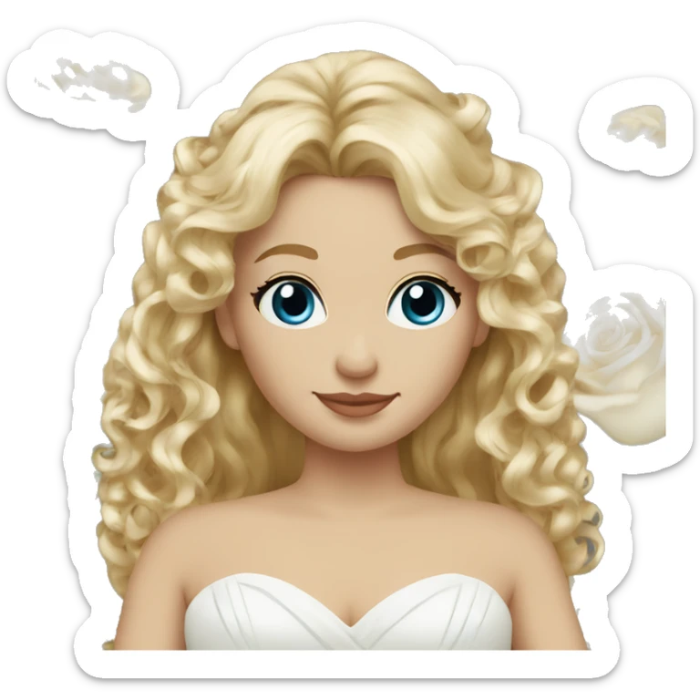 wedding bride with long blond curly hair brown eyes husband blond hair blue eyes sticker