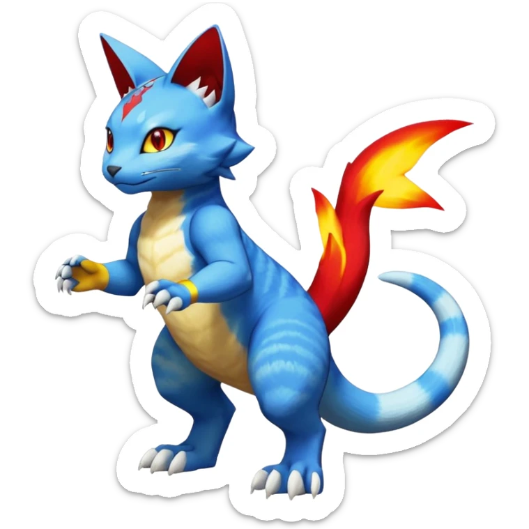 Gabite-Veemon-Digimon-Peppercat-Pokémon-Flamedramon-fusion-animal-hybrid-creature, Full body  sticker