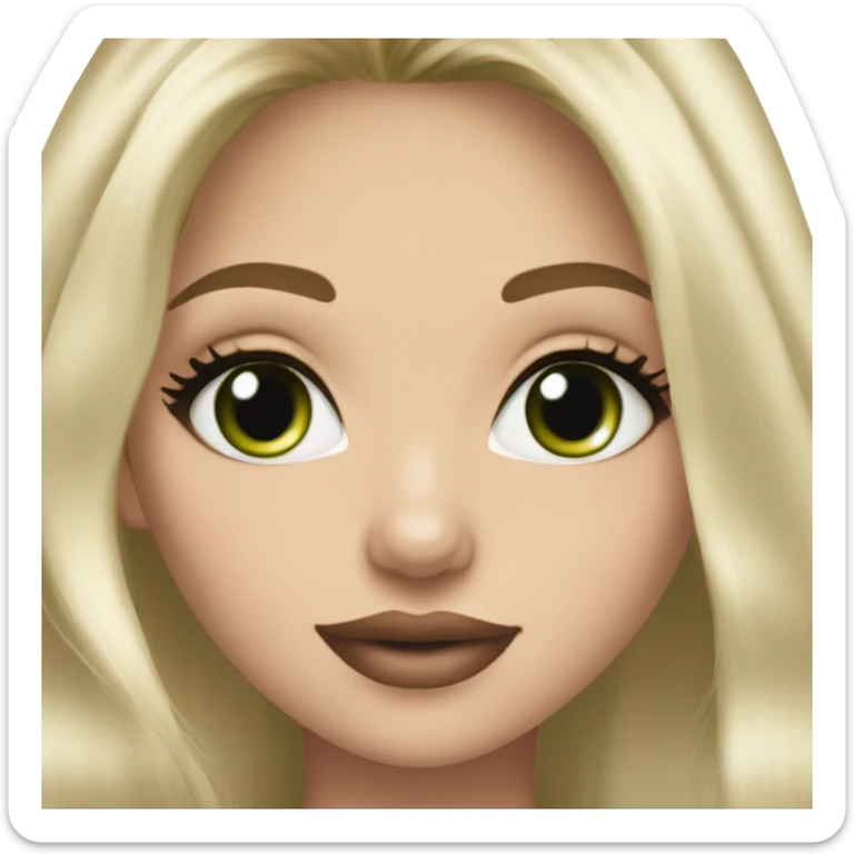 Light blonde balayage girl green eyes long hair mauve lips rosy cheeks looks like me sticker