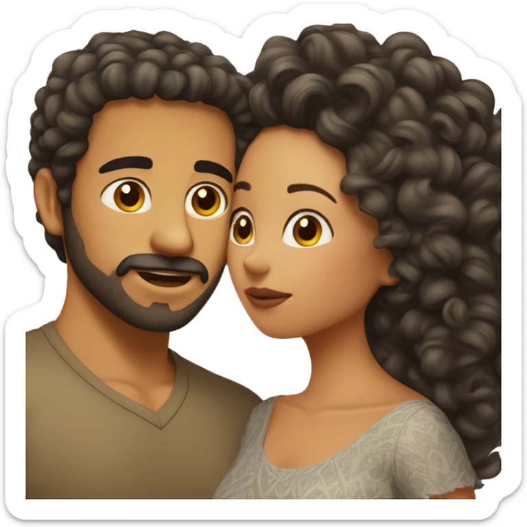 Mexican guy with facial hair and tan curly hair girl kissing sticker