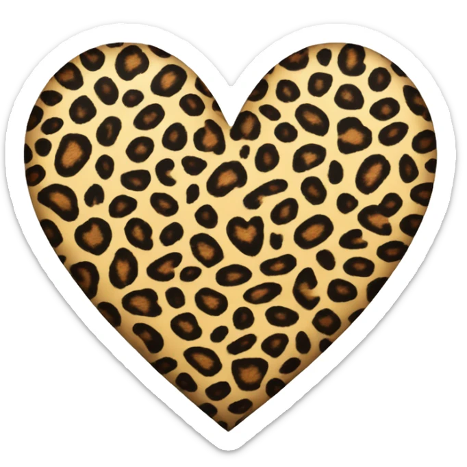 leopard print heart sticker