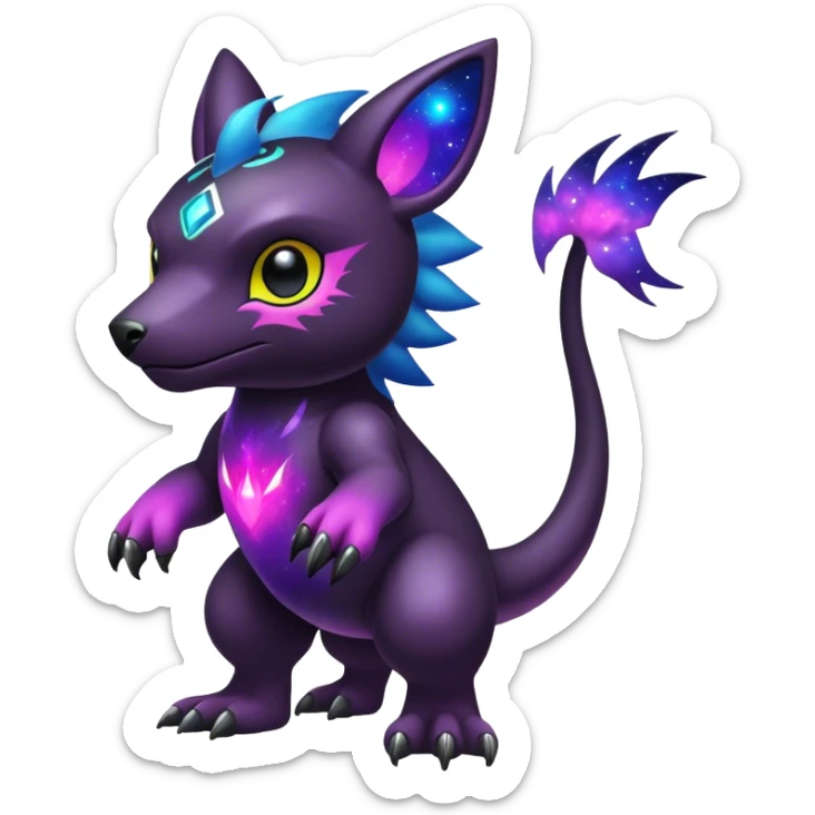 Cute cool colorful dark nebula Digimon-animal-hybrid full body sticker