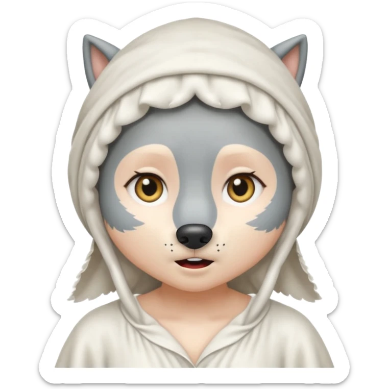 the wolf in grandma's nightgown and cap in the little red riding hood story sticker