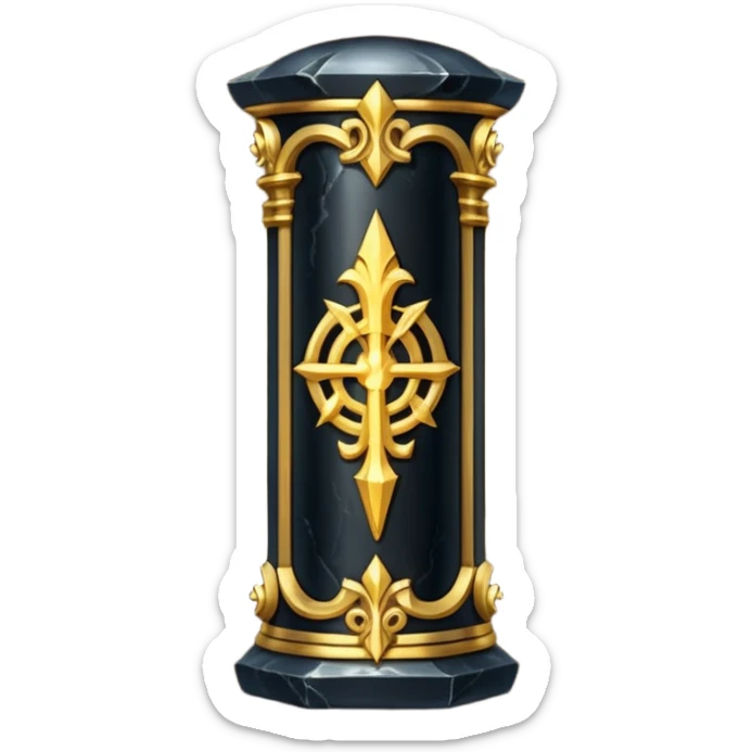 gothic obsidian pillar with golden details and a baroque and mystic atmosphere and glowing arcane sigils sticker