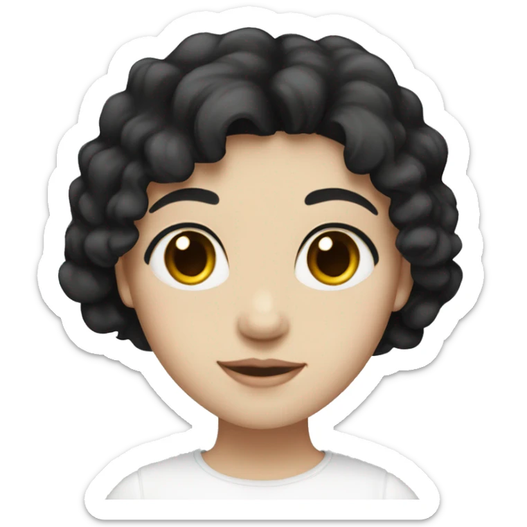 girl with black hair and brown eyes and white skin sticker