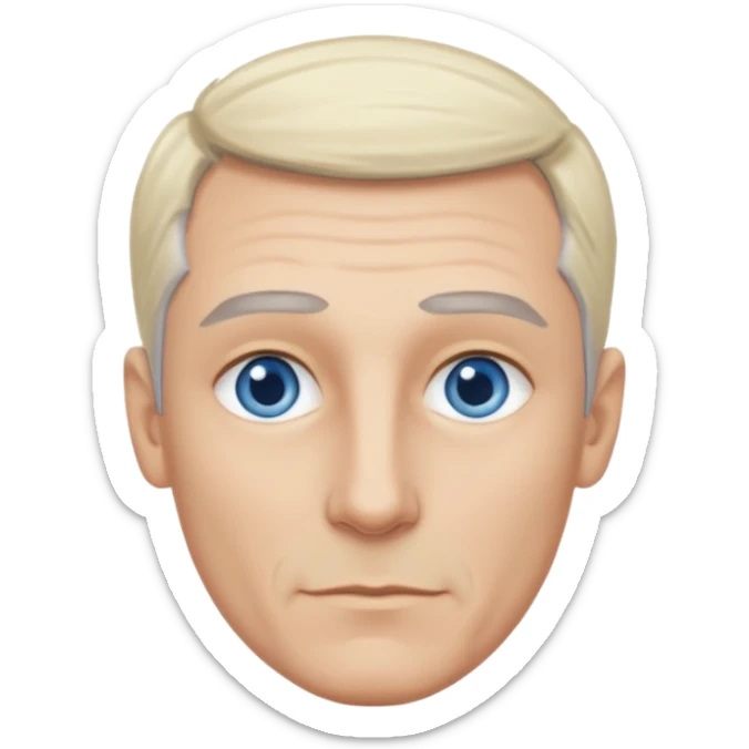 Avatar pic male gray hair blue eyes clean shaven blonde eyebrows high cheekbones sticker
