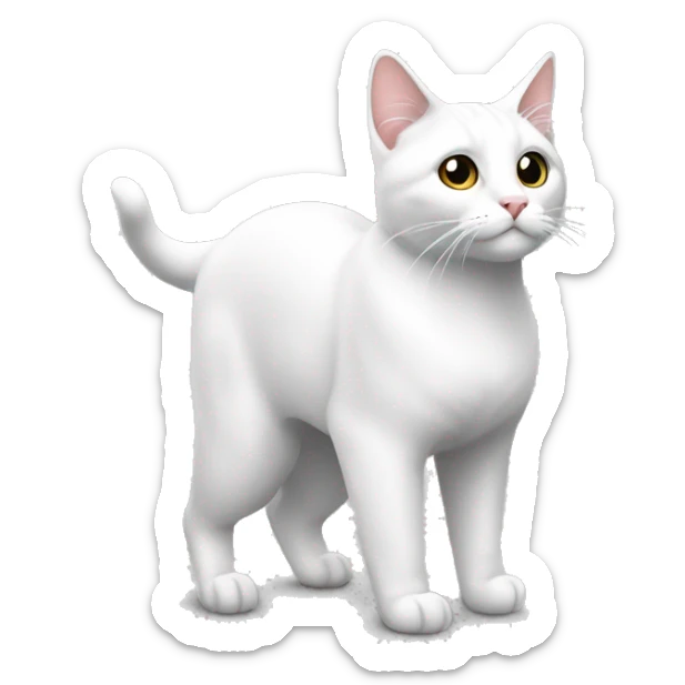 Gato blanco y en la cabesa una mancha color negro sticker