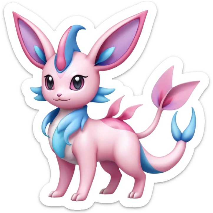 Shiny Cute Milotic-Sylveon-Espeon-Vaporeon-Dragonair-Pokémon-hybrid-fusion full body sticker