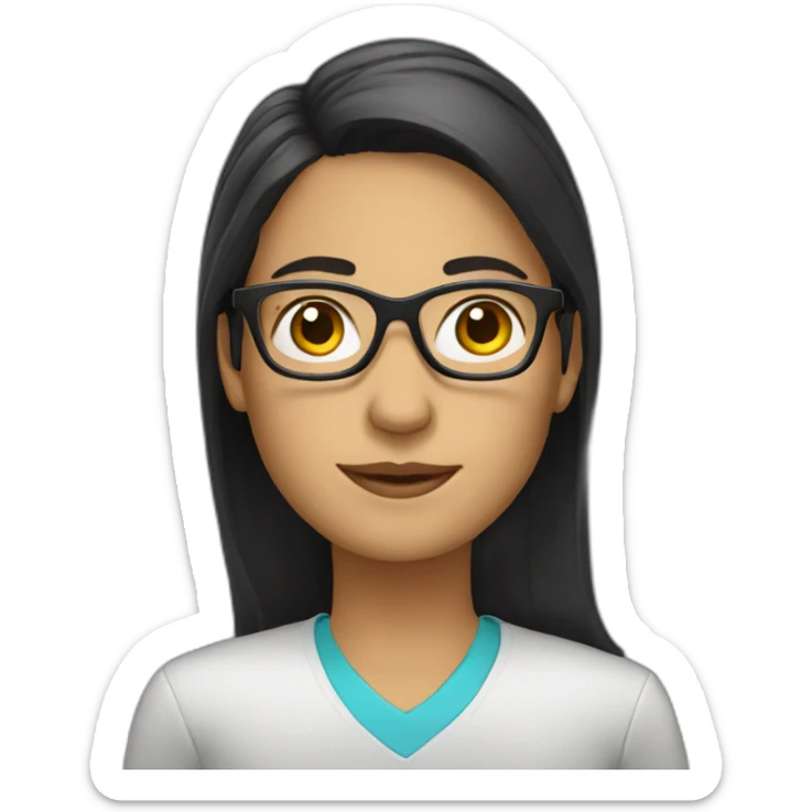teacher with dark hair in glasses  sticker