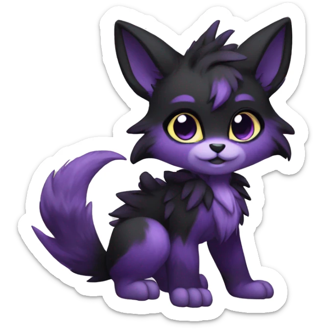 Anthro-Edgy-Cool-Black-Purple-Contrast-Colors-Fantasy-Fur-Sona-Chibi-Shiny-Fakémon-Hybrid full body sticker