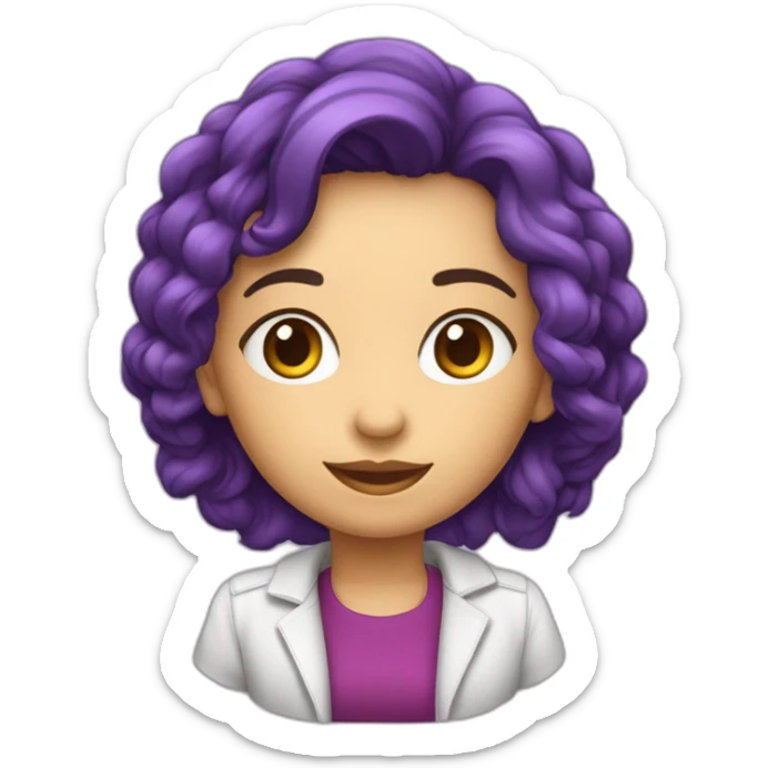 menina branca de cabelo vermelho ondulado usando roupa roxa de olhos castanhos sticker