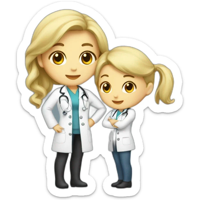 dark hair doctor girl kissing blond hair engineer sticker