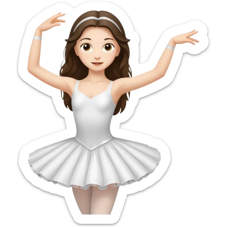white brunette girl long hair with hazel eyes in a ballet costume dancing  sticker