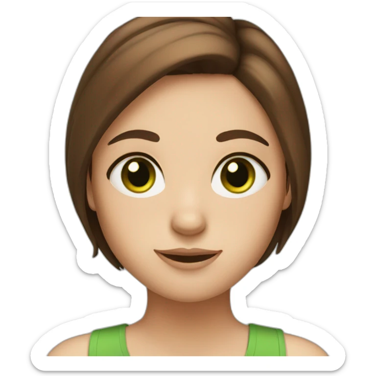 straight brown hair girl with green eyes and freckles from head to chest sticker