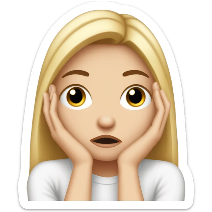  White girl ashamed of herself of hiding face in hands sticker