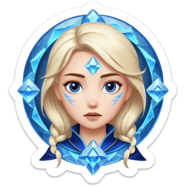 Woman frozen mid-spell, glowing runes around her body, charged silence sticker