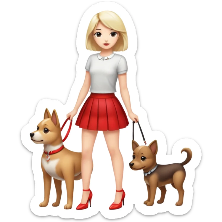 Girl dressed like a dog and in short skirt and short top and heels sticker