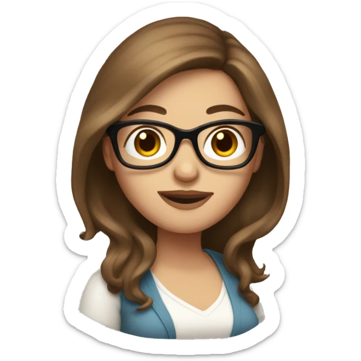 Pregnant White woman with long brown hair and glasses sticker